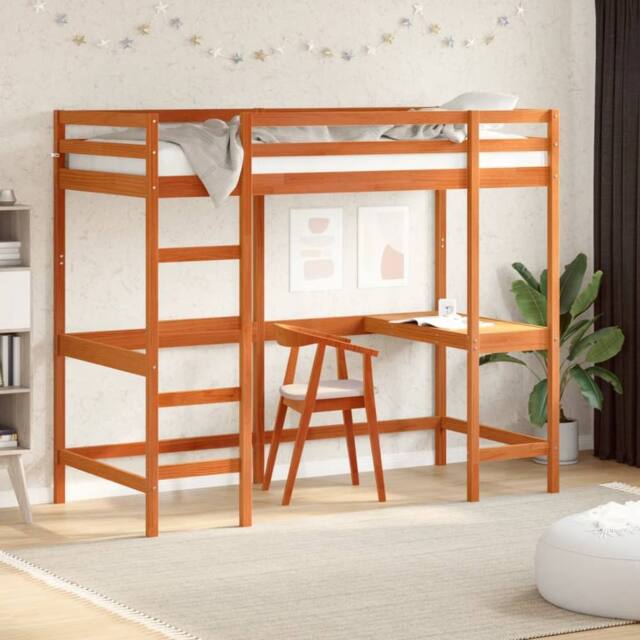 Berkfield Home Loft Bed without Mattress Wax Brown 90x200 cm Solid Wood Pine - image 1