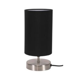 ValueLights Francis Brushed Chrome Dimmable Touch Table Lamps with Fabric Shade in Black - thumbnail 8