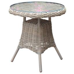 Lemon Pavilion Furniture and Decor Amalfi Collection Outdoor Bistro Table w/ Glass Top, L70 x W70 x H72cm in Beige - thumbnail 1
