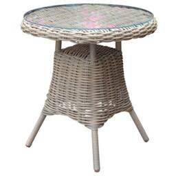 Lemon Pavilion Furniture and Decor Amalfi Collection Outdoor Bistro Table w/ Glass Top, L70 x W70 x H72cm in Beige - thumbnail 2