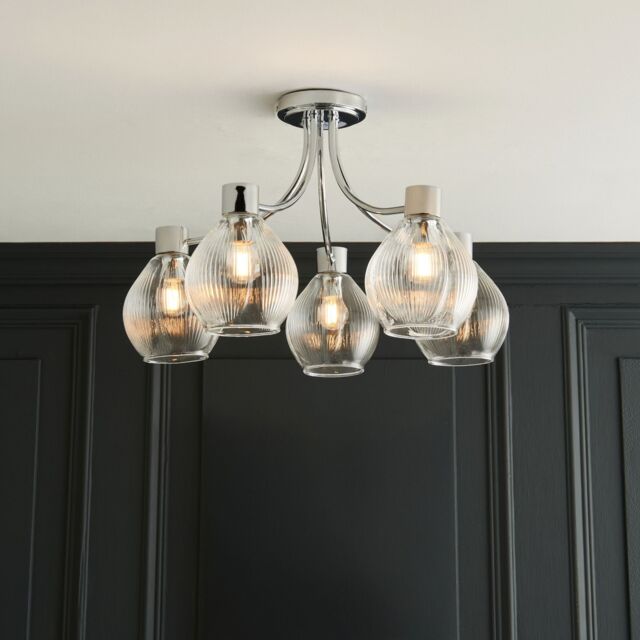 Pagazzi Hamilton 5 Light Polished Chrome Semi Flush Ceiling Light in Silver - image 1