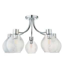 Pagazzi Hamilton 5 Light Polished Chrome Semi Flush Ceiling Light in Silver - thumbnail 4