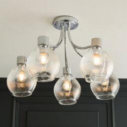 Pagazzi Hamilton 5 Light Polished Chrome Semi Flush Ceiling Light in Silver - thumbnail 2