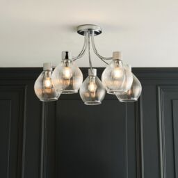 Pagazzi Hamilton 5 Light Polished Chrome Semi Flush Ceiling Light in Silver - thumbnail 1