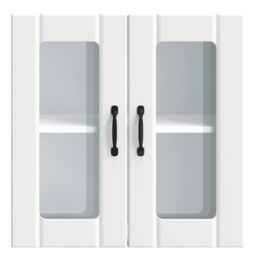 Berkfield Home Kitchen Wall Cabinet with Glass Door Lucca White Engineered Wood - thumbnail 6