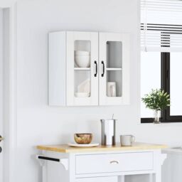 Berkfield Home Kitchen Wall Cabinet with Glass Door Lucca White Engineered Wood - thumbnail 3