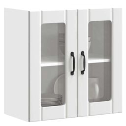 Berkfield Home Kitchen Wall Cabinet with Glass Door Lucca White Engineered Wood - thumbnail 1