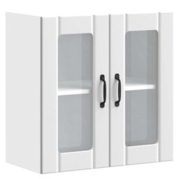 Berkfield Home Kitchen Wall Cabinet with Glass Door Lucca White Engineered Wood - thumbnail 2