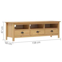 Berkfield Home TV Cabinet Hill Honey Brown 158x40x47 cm Solid Pine Wood - Size: 158 x 40 x 47 cm - thumbnail 4