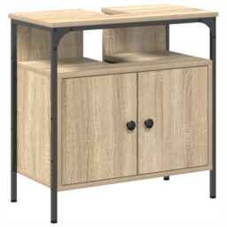 Berkfield Home 2 Piece Bathroom Cabinet Set Sonoma Oak Engineered Wood in Brown - thumbnail 6