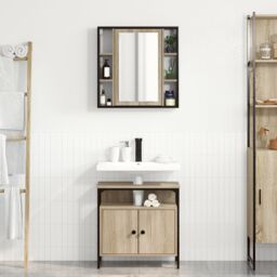 Berkfield Home 2 Piece Bathroom Cabinet Set Sonoma Oak Engineered Wood in Brown - thumbnail 1