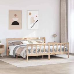 Berkfield Home Bed Frame without Mattress 180x200 cm Super King Solid Wood Pine in Natural - thumbnail 2