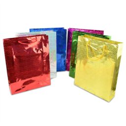 Shatchi 100 Assorted Colours Holographic Gift Bags Small Size Christmas Birthday Wedding Favour Present Bags All Occasions - thumbnail 1