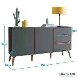 Nöa and Nani Otto Sideboard Large 2 Door with Drawer in Grey - thumbnail 4