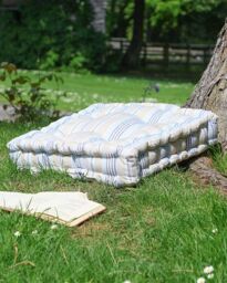 Dibor Giant Oxford Blue Striped Outdoor Garden Chair Seat Pad Cushion L50 x W50cm - Size: 50 cm x 50 cm - thumbnail 1