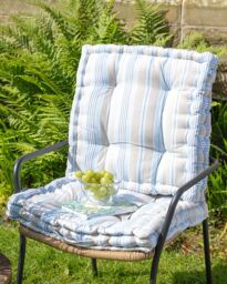 Dibor Giant Oxford Blue Striped Outdoor Garden Chair Seat Pad Cushion L50 x W50cm - Size: 50 cm x 50 cm - thumbnail 3