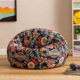 icon Kids Classic Medium Football Print Dome Bean Bag - thumbnail 1