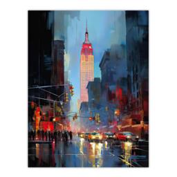 "Artery8 Wall Art Print Empire State NYC New York Cityscape at Sunset Poster Picture in Blue - Size: W18"" x H24""" - thumbnail 1