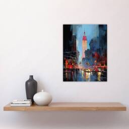 "Artery8 Wall Art Print Empire State NYC New York Cityscape at Sunset Poster Picture in Blue - Size: W18"" x H24""" - thumbnail 4