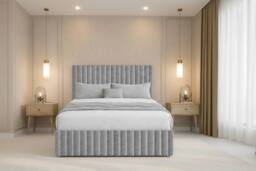 "Chester & Oakley Ravello Plush Divan 2 Drawers Foot-End 12""Footboard 54""Headboard in Silver - Size: King" - thumbnail 1