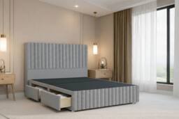 "Chester & Oakley Ravello Plush Divan 2 Drawers Foot-End 12""Footboard 54""Headboard in Silver - Size: King" - thumbnail 2