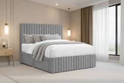 "Chester & Oakley Ravello Plush Divan 2 Drawers Foot-End 12""Footboard 54""Headboard in Silver - Size: King" - thumbnail 5