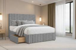 "Chester & Oakley Ravello Plush Divan 2 Drawers Foot-End 12""Footboard 54""Headboard in Silver - Size: King" - thumbnail 4