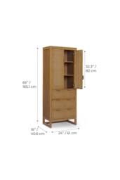 Teamson Home Hatteras Wooden Linen Cabinet Rattan Doors 165cm Tall, Natural - thumbnail 5