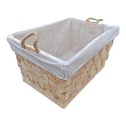 Red Hamper Rope Handle Wooden Weave Lined Storage Basket in Brown - thumbnail 4