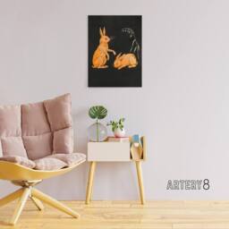 "Artery8 PC Skovgaard Two Hares Vintage Animal Illustration Canvas Art Print in Black - Size: W12"" x H16""" - thumbnail 3