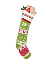 Dibor Set of 4 Traditional Green Fair Isle Xmas Tree Christmas Gift Bag Stocking - Size: 4 Pack - thumbnail 2
