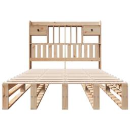 Berkfield Home Bookcase Bed without Mattress 135x190 cm Double Solid Wood Pine in Brown - thumbnail 4