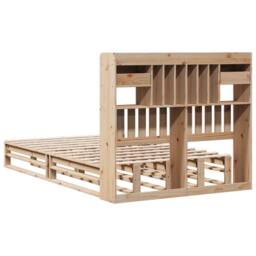 Berkfield Home Bookcase Bed without Mattress 135x190 cm Double Solid Wood Pine in Brown - thumbnail 8