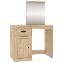 Berkfield Home Dressing Table with Mirror Sonoma Oak 90x50x132.5 cm Engineered Wood in Light Oak - thumbnail 1