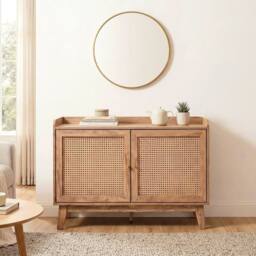 CALICOSY 2-Door Buffet In Rattan Cane, 110 Cm Wide - PALMO in Light Brown - thumbnail 7
