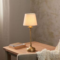 Pagazzi Fable Antique Brass Led Rechargeable Touch Table Lamp in Gold