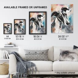 "Artery8 Cute Greyhound Whippet Dog Lover Pet Portrait Wall Art Print - Size: W12"" x H16""" - thumbnail 3