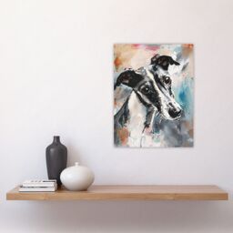 "Artery8 Cute Greyhound Whippet Dog Lover Pet Portrait Wall Art Print - Size: W12"" x H16""" - thumbnail 4