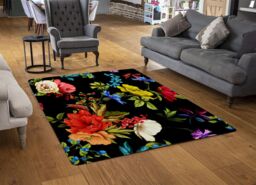 Benjamin Tate Design Bright Vibrant Flowers Rug in Natural - Size: Large - thumbnail 2