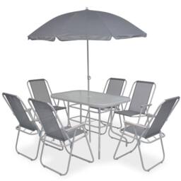 Berkfield Home Decorative 8 Piece Outdoor Dining Set Steel & Textilene Grey - thumbnail 2