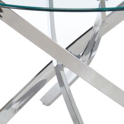 Home Detail Leon Round Glass Dining Table with Silver Legs - Size: 120 cm - thumbnail 3