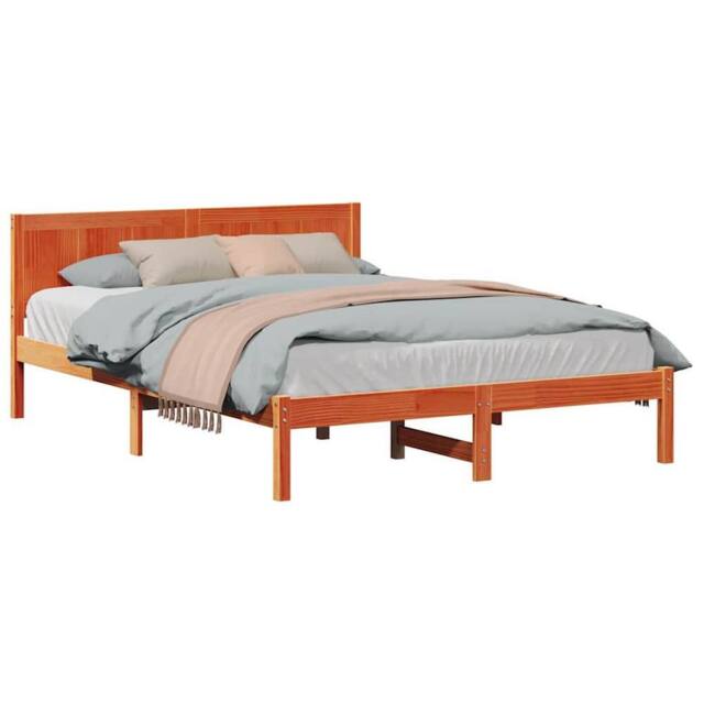 Berkfield Home Pine Wood Bed Frame Wax Brown Solid Pine Wood 150 x 200 cm - image 1
