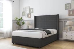 "Comfort Beds Ayla Dumfries Divan Base No Drawers - 54"" Wingback-Footboard in Dark Grey - Size: Single" - thumbnail 2