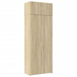 Berkfield Home Storage Cabinet Sonoma Oak 80x42.5x225 cm Engineered Wood in Brown - thumbnail 2