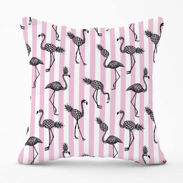 Warren Reed - Designer Pineapple Flamingo Outdoor Cushion in Pink - Size: 45 cm x 45 cm - image 1
