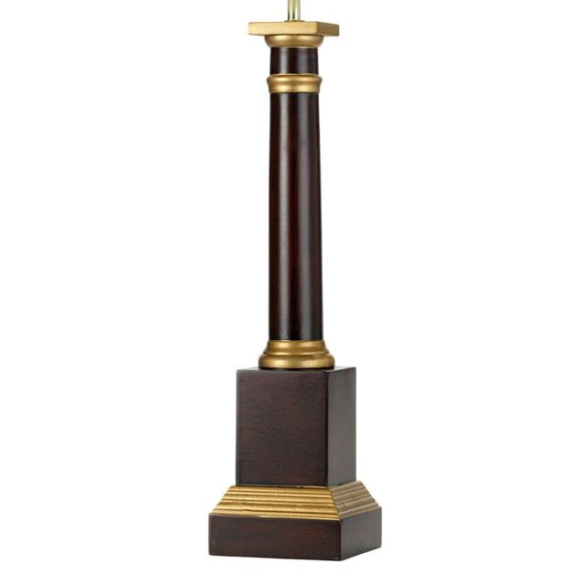 Loops Table Lamp Oxblood & Gold Painted Square & Cylindrical Shade Not Inc LED E27 60w