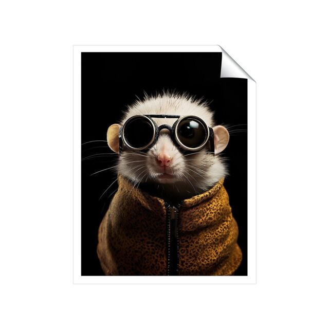 "Warren Reed - Designer Realistic Doormouse with Glasses Unframed Art Print - Size: W24"" x H36""" - image 1