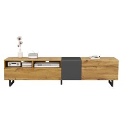 Matteo Modern Media Cabinet 3 Doors 2 Open Compartments in Dark Grey - thumbnail 2