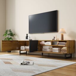 Matteo Modern Media Cabinet 3 Doors 2 Open Compartments in Dark Grey - thumbnail 9