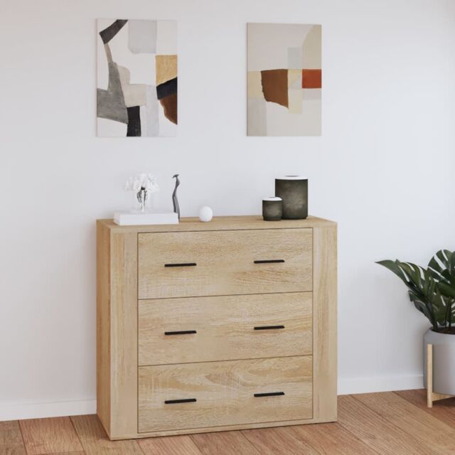 Berkfield Home Sideboard Sonoma Oak 80x33x70 cm Engineered Wood in Beige - Size: 80 x 33 x 70 cm - image 1